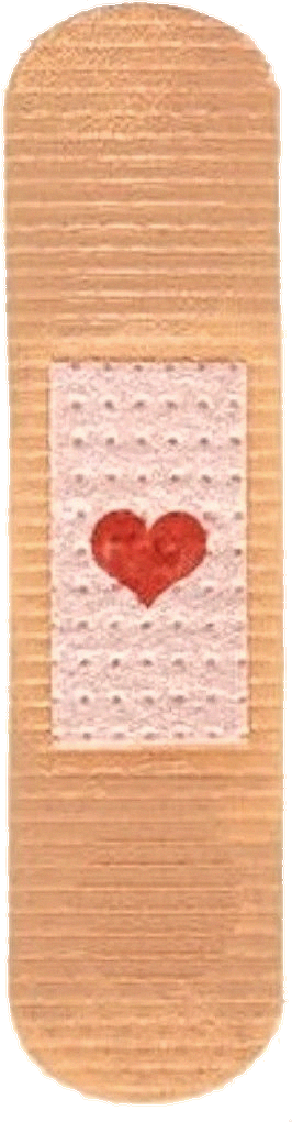 Floating band-aid with a red heart and a warm vintage film treatment